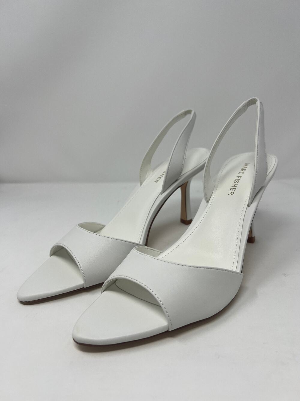 Marc Fisher Women's 9M Nylas White Pointed Open Toe Heels